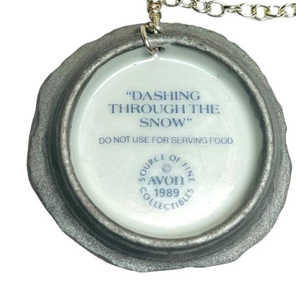 1989 Avon Dashing Through The Snow Broken China Necklace W Multifaceted Crystals - Picture 9 of 17